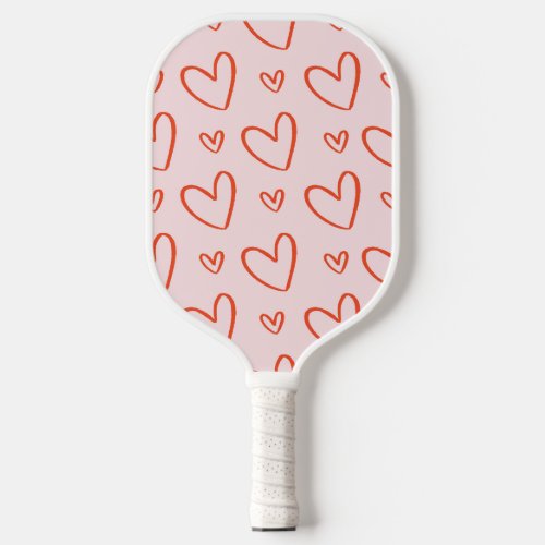 Preppy pink  red hearts pattern pickleball paddle
