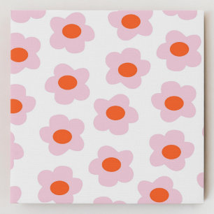 Preppy Pink Red Hippie Flower Pattern Faux Canvas Print