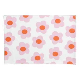 Preppy Pink Red Hippie Flower Pattern Pillow Case