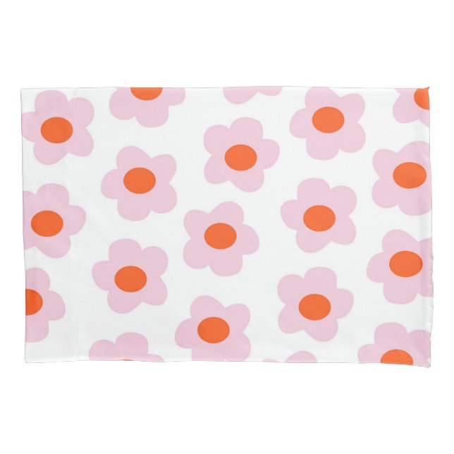 Preppy Pink Red Hippie Flower Pattern Pillow Case (Front)