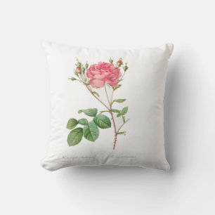 Preppy Pink Rose Flower Throw Pillow
