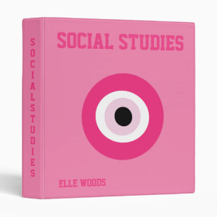 Preppy Pink School Subject 3 Ring Binder