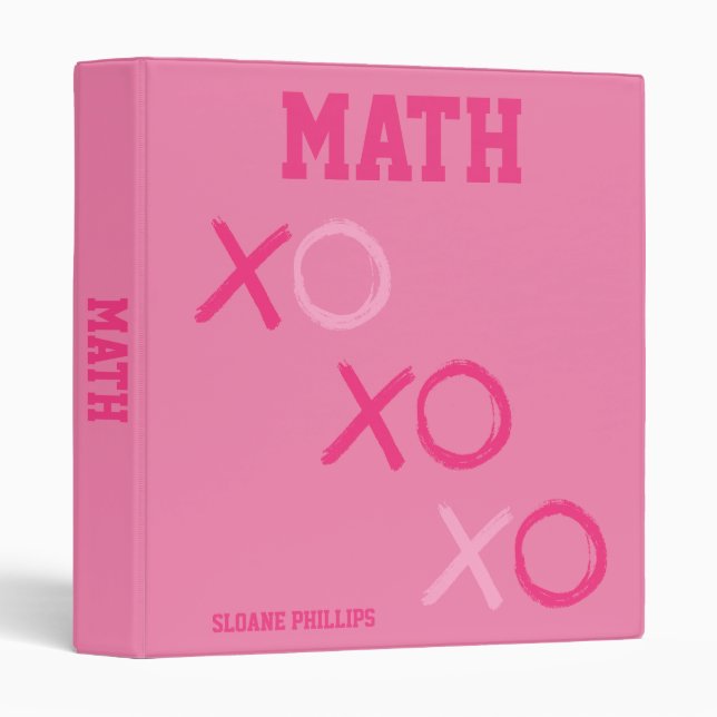 Preppy Pink School Subject 3 Ring Binder (Front/Spine)