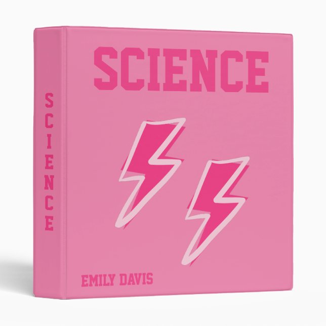 Preppy Pink School Subject 3 Ring Binder (Front/Spine)