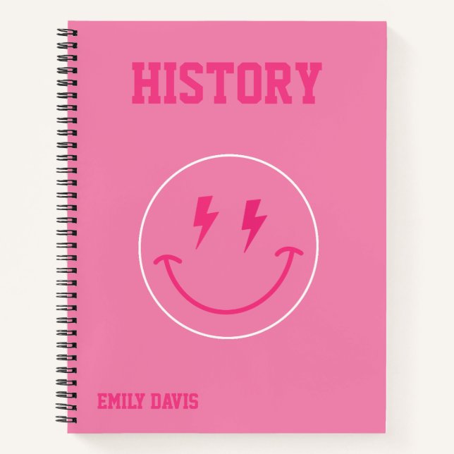 Preppy Pink School Subject Notebook (Front)