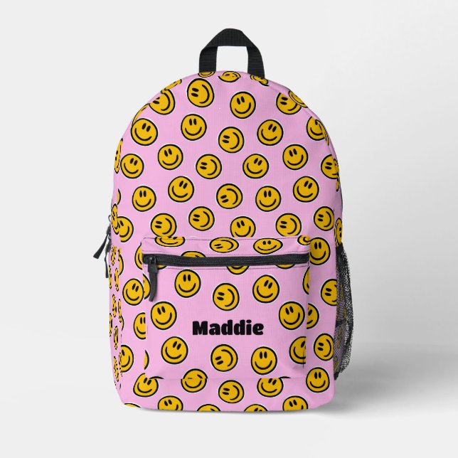 Preppy Pink School Supplies Backpack (Front)