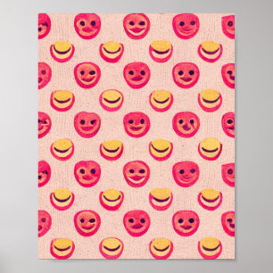 Preppy pink smile emoji paint poster gifts.