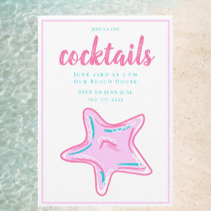 Preppy Pink Starfish Cocktail Party Invitation