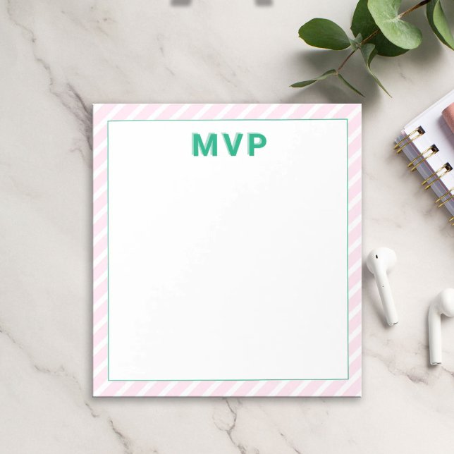 Preppy Pink Striped Personalized Modern Notepads (Creator Uploaded)