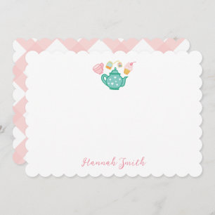 Preppy Pink Tea Set Stationery Note Cards