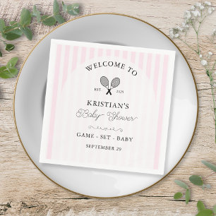 Preppy Pink Tennis Country Club Baby Shower Napkins
