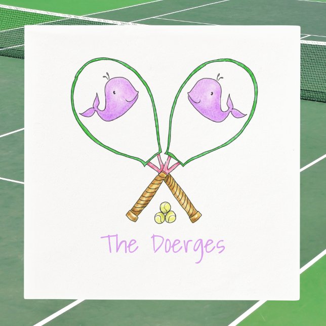Preppy Pink Tennis Rackets with Whale Covers  Napkins (Creator Uploaded)