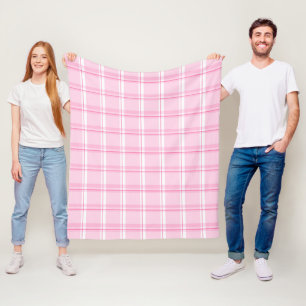 Preppy Pink Traditional Checkered Pattern Fleece Blanket