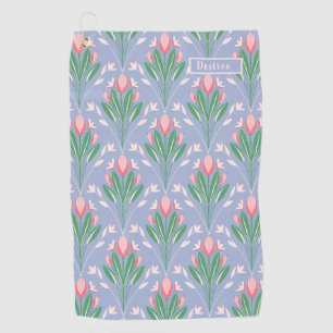 Preppy Pink Tulips Golf Towel for her