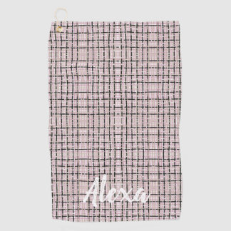 Preppy Pink Tweed Custom Golf Towel