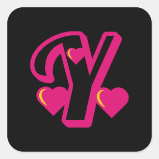Preppy Pink Varsity Letter Y, pink letter y Class Square Sticker