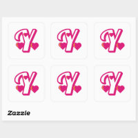 Preppy Pink Varsity Letter Y, pink letter y Class Square Sticker
