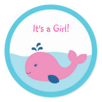 Preppy Pink Whale Envelope Seals Stickers