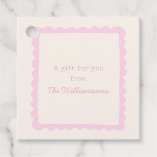 Preppy Pink Whimsical Border Custom Gift From Favor Tags