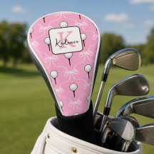 Preppy Pink White Bow Pattern Monogram 