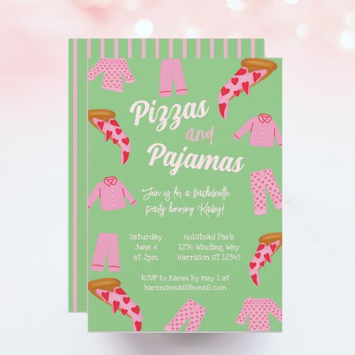 Preppy Pizza and Pajama Bachelorette  Invitation