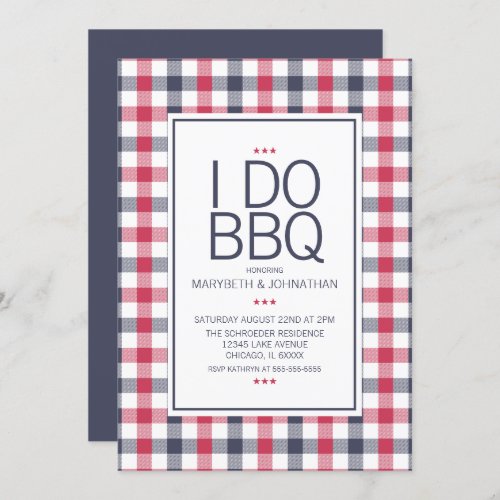 Preppy Plaid BBQ Engagement Party Invitation