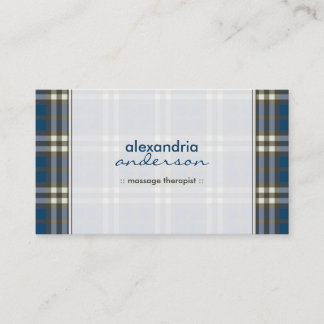 Preppy Plaid Business Card (navy blue)