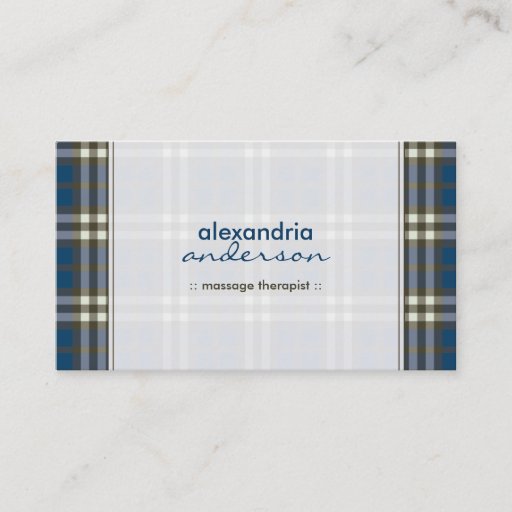 Customizable Preppy Plaid Business Card (navy blue)
