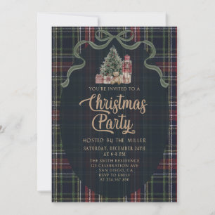 Preppy Plaid Christmas Party Invitation