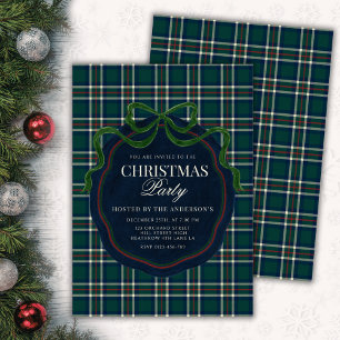Preppy Plaid Christmas Party Old Money  Invitation
