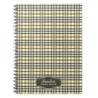 Preppy Plaid Custom Notebook (chocolate/yellow)