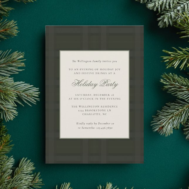 Preppy Plaid Festive Christmas Holiday Party  Invitation (Creator Uploaded)