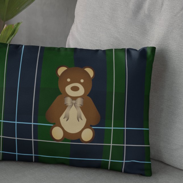 Preppy Plaid Teddy Bear Accent Pillow (Creator Uploaded)