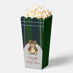 Preppy Plaid Teddy Bear Baby Shower Favor Boxes