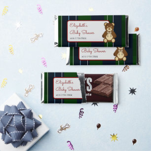 Preppy Plaid Teddy Bear Baby Shower Hershey Bar Favors