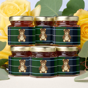 Preppy Plaid Teddy Bear Baby Shower Honey Jar Favors