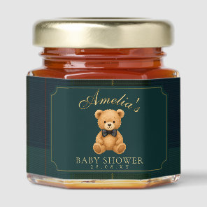 Preppy Plaid Teddy Bear Baby Shower Honey Jar Favors