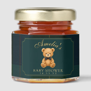 Preppy Plaid Teddy Bear Baby Shower Honey Jar Favors