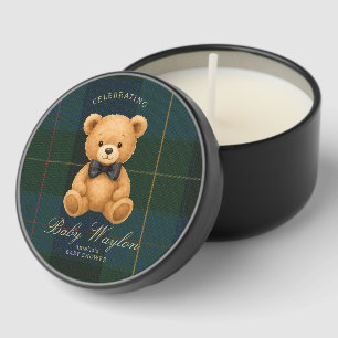 Preppy Plaid Teddy Bear Baby Shower Mini Candle Favors