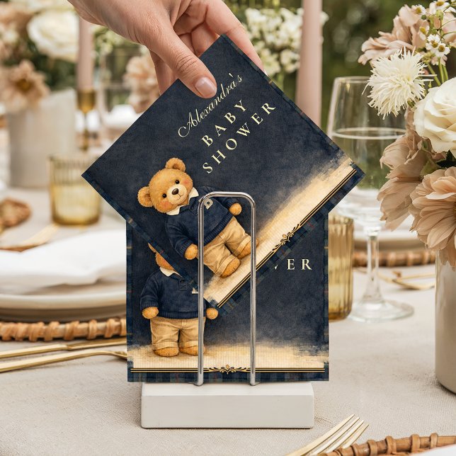 Preppy Plaid Teddy Bear Baby Shower Napkins (Creator Uploaded)