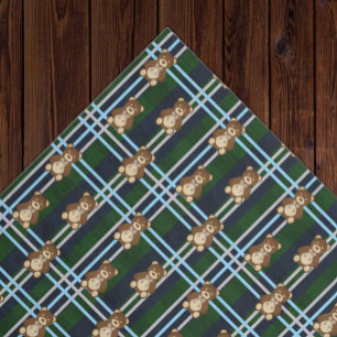 Preppy Plaid Teddy Bear Baby Shower Tissue Paper