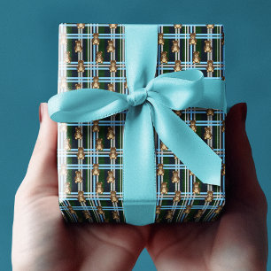 Preppy Plaid Teddy Bear Baby Shower Wrapping Paper
