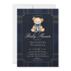 Preppy Plaid Teddy Bear Bow Blue Boy Baby Shower