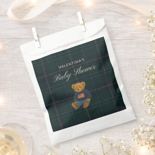 Preppy Plaid Teddy Polo Bear Baby Shower Favor Bag