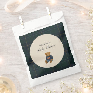 Preppy Plaid Teddy Polo Bear Baby Shower Favor Bag