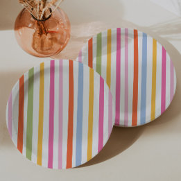 Preppy & Playful Striped Birthday Paper Plates