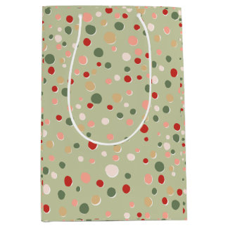 Preppy Polka Dot Christmas Confetti Whimsical Medium Gift Bag