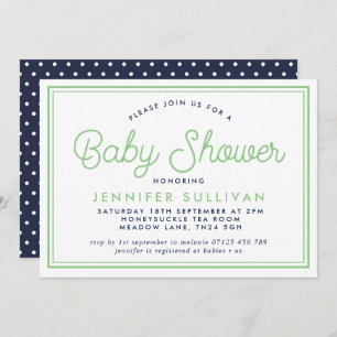 Preppy Polka Modern Baby Shower Invitation