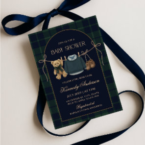 Preppy Polo Teddy Bear Baby Shower Invitation