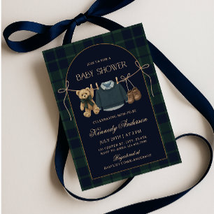 Preppy Polo Teddy Bear Baby Shower Invitation
